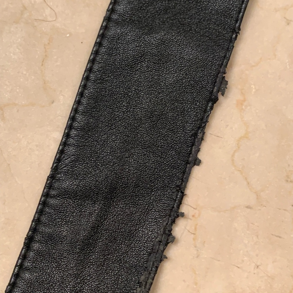 Aqua Black and Gray Faux Fur Vest with Black Leather Belt - Picture 4 of 6